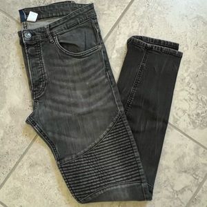 H&M Black Denim Moto Jeans